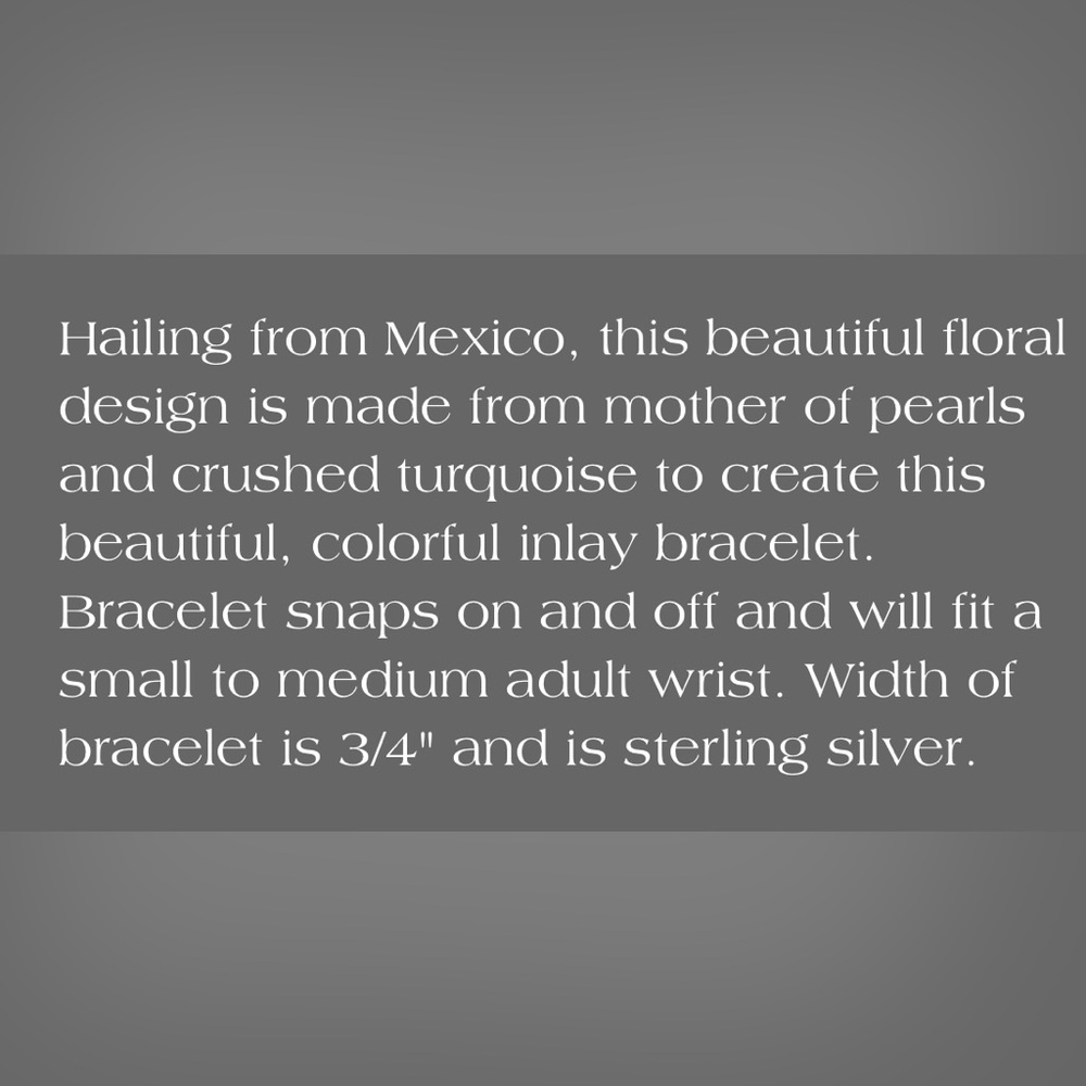 Taxco México Beautiful Vintage Flower Inlay Bracelet - Picture 7 of 7